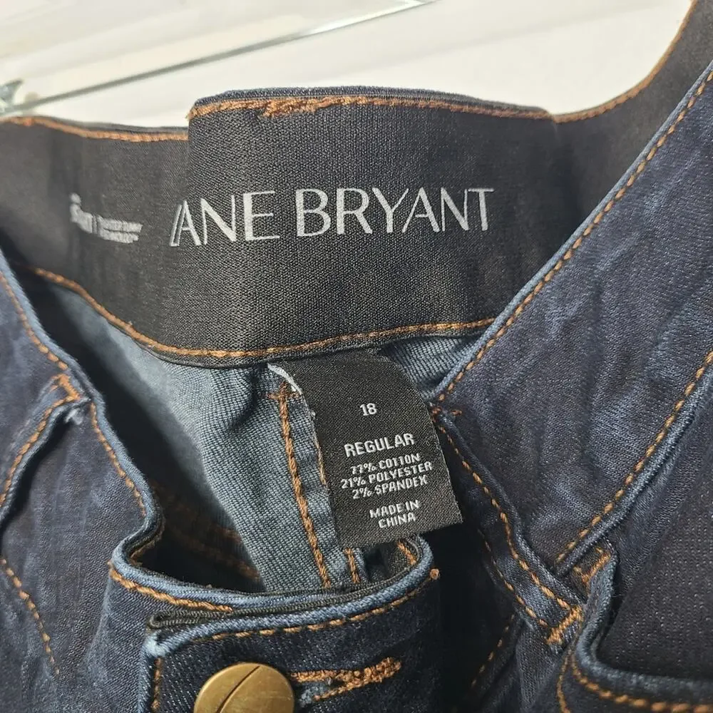 Lane Bryant Dark Wash Blue Denim Bermudas Raw Hem Cutoff Straight Fit Jeans 18 - Picture 5 of 12